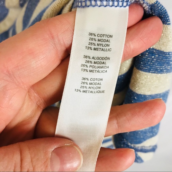 Chico’s short sleeve striped blouse blue beige - Picture 6 of 7